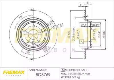 Тормозной диск BD-6769 FREMAX - фото №1