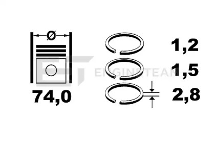 Комплект поршневых колец R1005900 ET ENGINETEAM - фото №2