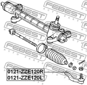 Наконечник поперечной рулевой тяги 0121-ZZE120R FEBEST - фото №2