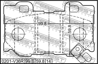 Комплект тормозных колодок, дисковый тормоз 0201-V36R FEBEST - фото №2