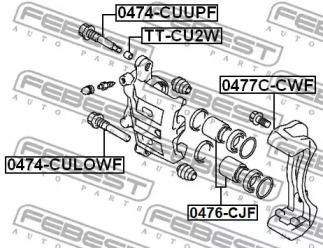 Комплект поддержки корпуса скобы тормоза 0477C-CWF FEBEST - фото №2