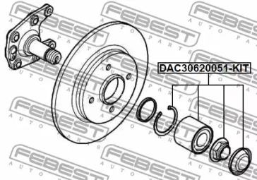 Комплект подшипника ступицы колеса DAC30620051-KIT FEBEST - фото №2