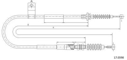 Трос, стояночная тормозная система 17.0598 CABOR - фото №1