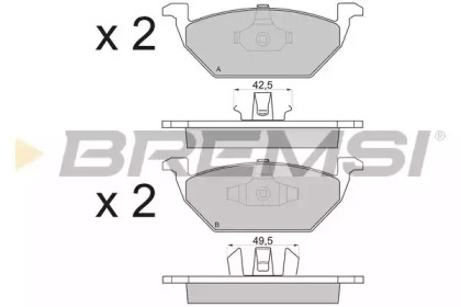 Комплект тормозных колодок, дисковый тормоз BP2835 BREMSI - фото №1