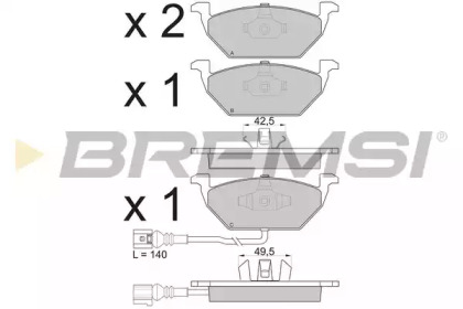 Комплект тормозных колодок, дисковый тормоз BP2848 BREMSI - фото №1
