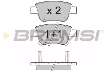 Комплект тормозных колодок, дисковый тормоз BP3112 BREMSI - фото №1