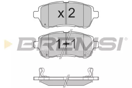 Комплект тормозных колодок, дисковый тормоз BP3316 BREMSI - фото №1