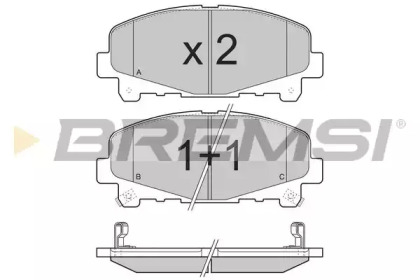 Комплект тормозных колодок, дисковый тормоз BP3373 BREMSI