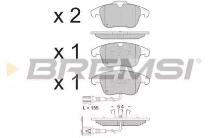 Комплект тормозных колодок, дисковый тормоз BP3394 BREMSI - фото №1