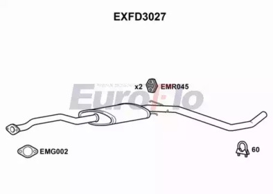 Средний глушитель выхлопных газов EXFD3027 EuroFlo - фото №1