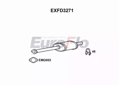Средний глушитель выхлопных газов EXFD3271 EuroFlo - фото №1