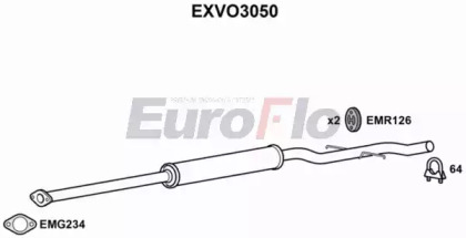 Средний глушитель выхлопных газов EXVO3050 EuroFlo - фото №1