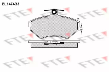 Комплект тормозных колодок, дисковый тормоз BL1474B3 FTE - фото №1