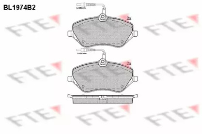 Комплект тормозных колодок, дисковый тормоз BL1974B2 FTE - фото №1