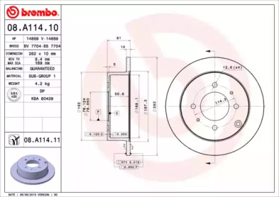 Тормозной диск 08.A114.11 BREMBO - фото №1