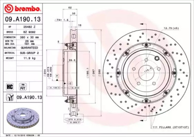 Тормозной диск 09.A190.13 BREMBO - фото №1
