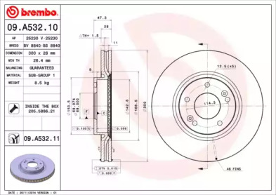 Тормозной диск 09.A532.11 BREMBO - фото №1