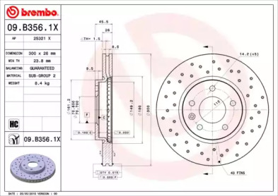Тормозной диск 09.B356.1X BREMBO