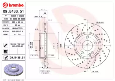Тормозной диск 09.B436.51 BREMBO - фото №1
