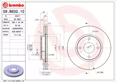 Тормозной диск 09.B632.10 BREMBO - фото №1