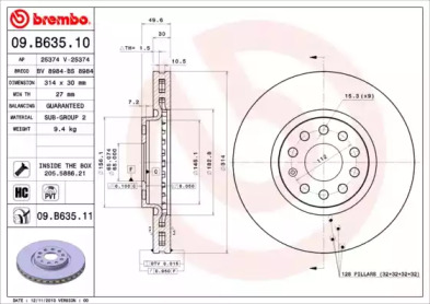 Тормозной диск 09.B635.11 BREMBO - фото №1