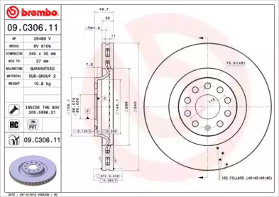 Тормозной диск 09.C306.11 BREMBO - фото №1