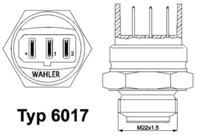 Термовыключатель, вентилятор радиатора 6017.95D WAHLER - фото №1