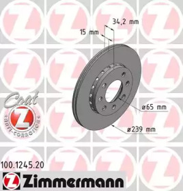 Тормозной диск 100.1245.20 ZIMMERMANN