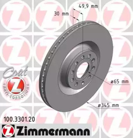 Тормозной диск 100.3301.20 ZIMMERMANN - фото №1