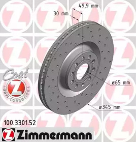 Тормозной диск 100.3301.52 ZIMMERMANN - фото №1