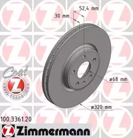 Тормозной диск 100.3361.20 ZIMMERMANN - фото №1