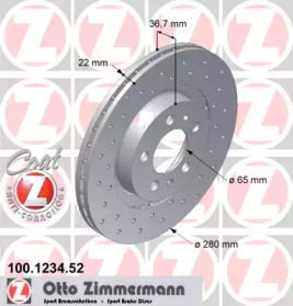 Тормозной диск 100.1234.52 ZIMMERMANN - фото №1