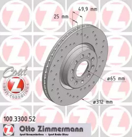 Тормозной диск 100.3300.52 ZIMMERMANN - фото №1