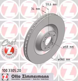 Тормозной диск 100.3305.20 ZIMMERMANN - фото №1