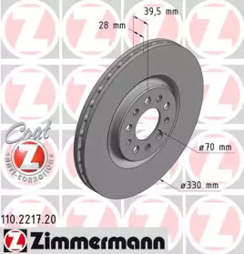 Тормозной диск 110.2217.20 ZIMMERMANN - фото №1