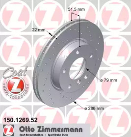 Тормозной диск 150.1269.52 ZIMMERMANN - фото №1