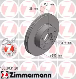 Тормозной диск 180.3031.20 ZIMMERMANN - фото №1