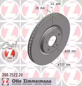 Диски тормозные (передние) 200252220 ZIMMERMANN