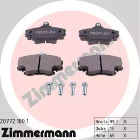 Комплект тормозных колодок, дисковый тормоз 20772.180.1 ZIMMERMANN - фото №1