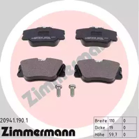 Комплект тормозных колодок, дисковый тормоз 20941.190.1 ZIMMERMANN - фото №1