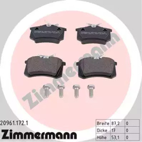 Комплект тормозных колодок, дисковый тормоз 20961.172.1 ZIMMERMANN - фото №1