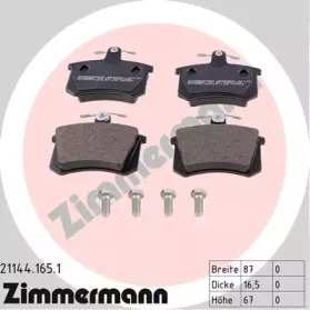 Комплект тормозных колодок, дисковый тормоз 21144.165.1 ZIMMERMANN - фото №1