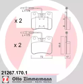 Комплект тормозных колодок, дисковый тормоз 21267.170.1 ZIMMERMANN - фото №1