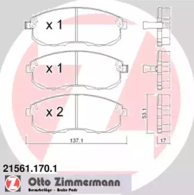 Комплект тормозных колодок, дисковый тормоз 21561.170.1 ZIMMERMANN
