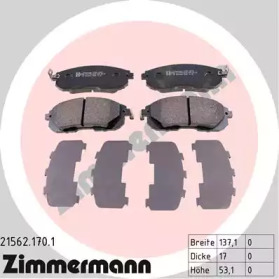 Комплект тормозных колодок, дисковый тормоз 21562.170.1 ZIMMERMANN - фото №1