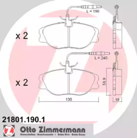Комплект тормозных колодок, дисковый тормоз 21801.190.1 ZIMMERMANN - фото №1