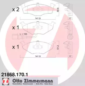 Комплект тормозных колодок, дисковый тормоз 21868.170.1 ZIMMERMANN - фото №1