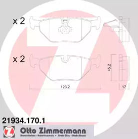 Комплект тормозных колодок, дисковый тормоз 21934.170.1 ZIMMERMANN - фото №1