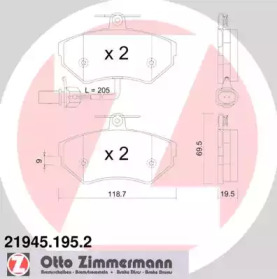 Колодки тормозные дисковые 219451952 ZIMMERMANN
