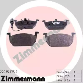 Комплект тормозных колодок, дисковый тормоз 22035.175.2 ZIMMERMANN - фото №1